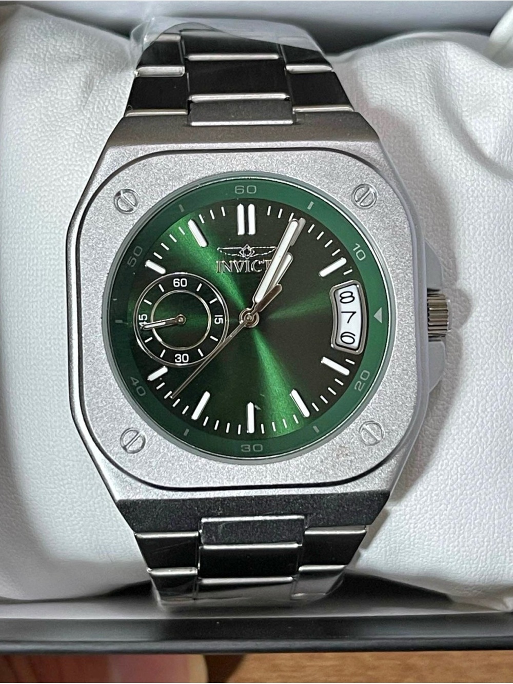 Invicta Cuadro Men's Watch - 42.3mm, Silver & Green Dial (70658)